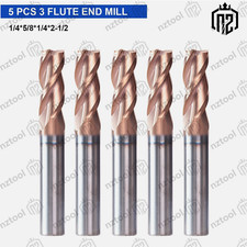 5PCS 3 Flute 1/4" x 5/8"x 1/4" x 2-1/2" Solid Carbide End Mill - ALCrN Coated