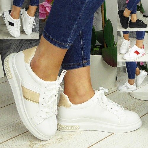 Zapatillas para Mujer Damas Hi Top Cuña Oculta Tacón Tenis con Cordones  Zapatos De Salón Siz | eBay