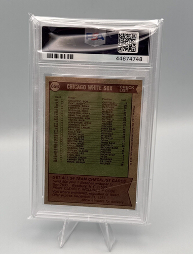 1976 Topps - Chicago White Sox Team Checklist #656 Chuck Tanner PSA 10 GEM MINT - Picture 3 of 3