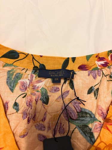 Rachel Roy Leinenmischung tropisches Blusentop leicht - Größe 3X - Bild 2 von 3