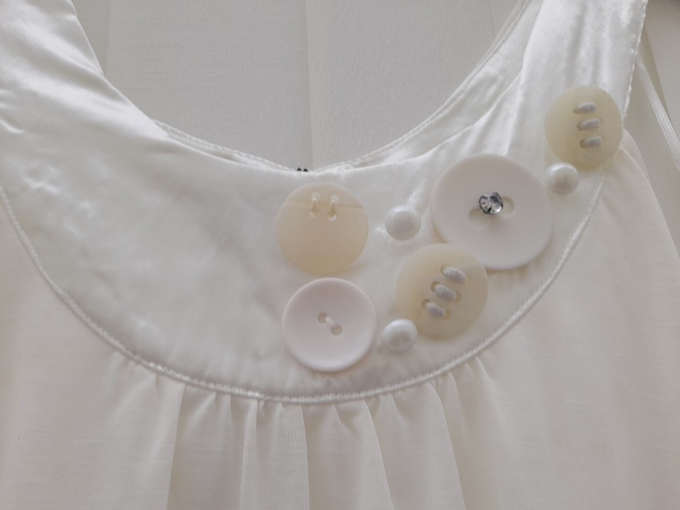 AX PARIS, BUBBLE hem DRESS or long TOP, feather design, size 12, cream