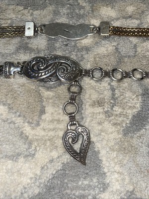 Vintage Brighton Silver Tone Scroll Chain Style Metal Belt 