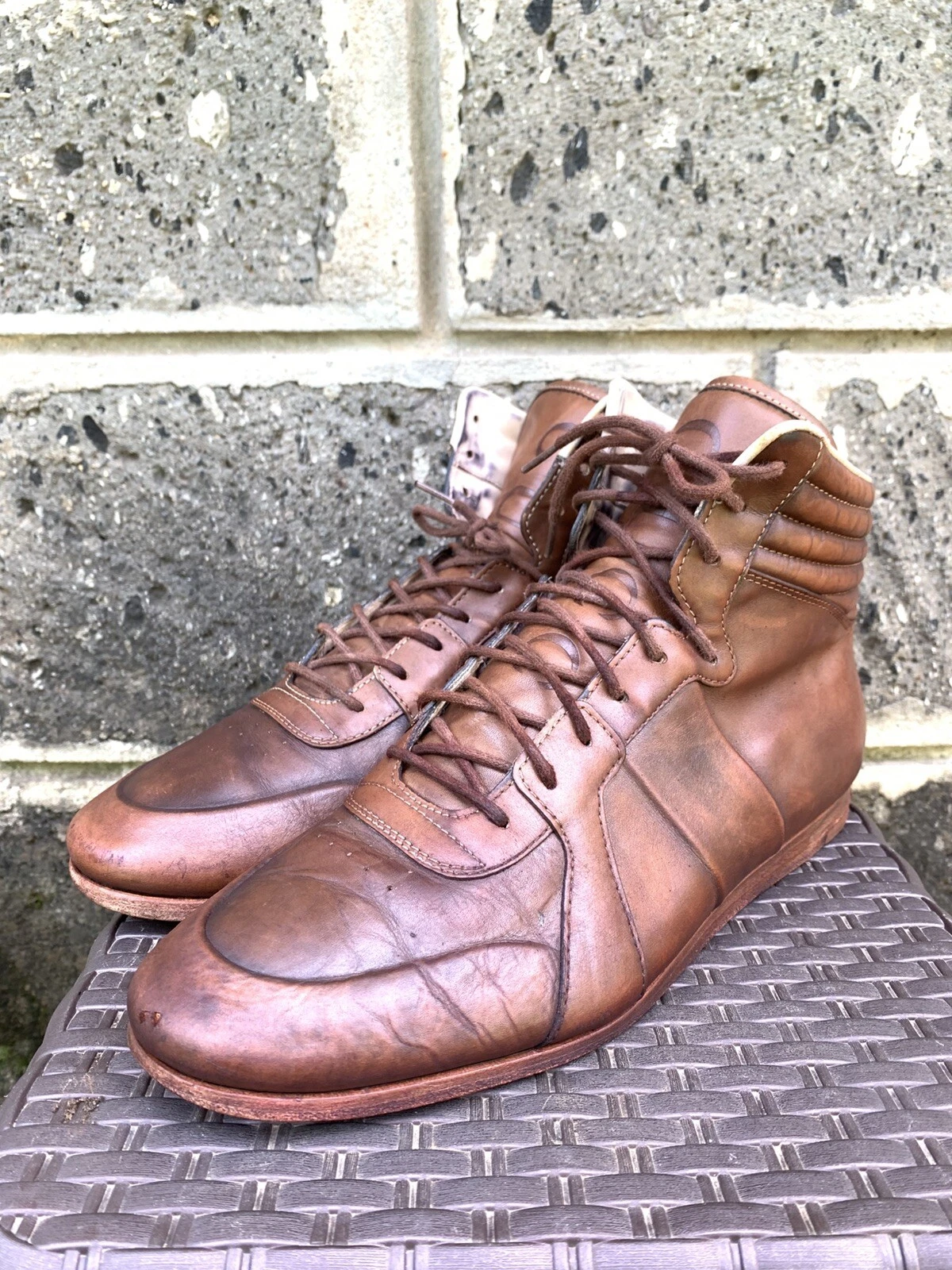Baskets montantes à lacets Gucci en cuir marron US 9
