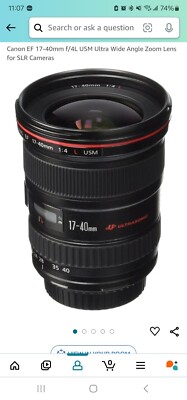 Canon EF 17-40mm f/4L USM Ultra Wide Angle Zoom Lens for SLR Cameras