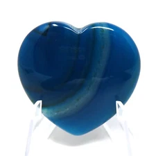 Blue Agate Stone Heart #170-40mm or 1.5in Valentines Day  Love Pocket Gemstone