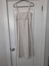 Theory Floral Ikat Print Silk Tie Back Midi Dress In Ecru tank