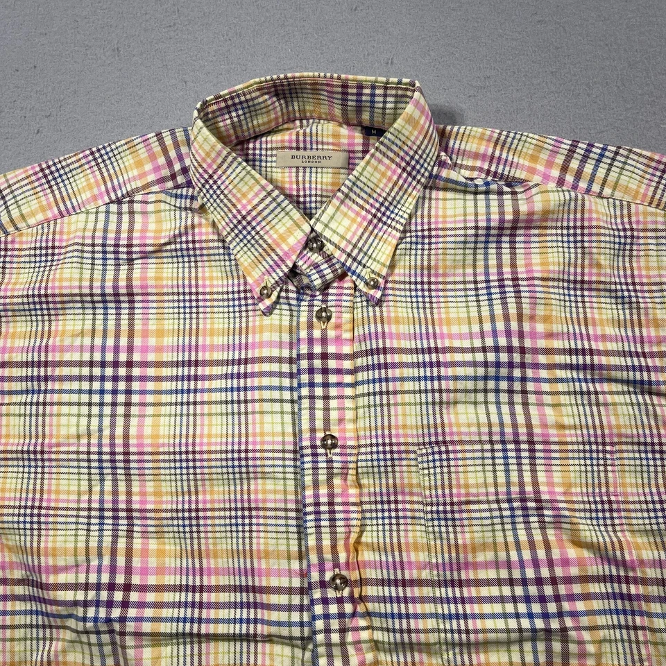 Camisa Burberry London Hombre Mediana Amarilla Cuadros Algodón Abotonada Manga Larga Foto 3 de 4