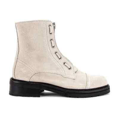 New! AllSaints Ariel Suede Lace Up US Biker Boots Off White Size