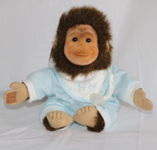 HOSUNG Vintage 1994 flocked face stuffed monkey with pacifier JOEY Blue outfit