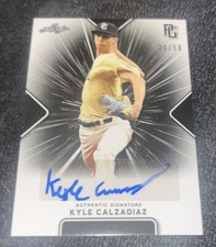 2021 KYLE CALZADIAZ LEAF PERFECT GAME AUTO BLACK PARALLEL ROOKIE #30/50