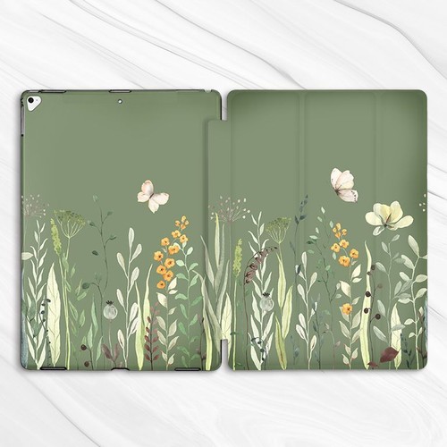 Wildflowers Floral Sage Green Case For iPad 10.2 Air 3 4 5 Pro 9.7 11 12.9 Mini - Picture 4 of 6