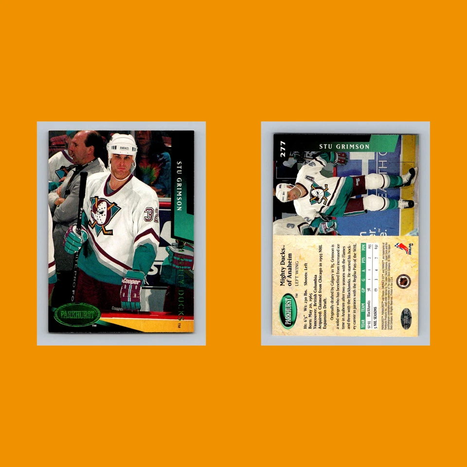 Stu Grimson #277 1993 Parkhurst Emerald Ice Anaheim Mighty Ducks Hockey Card NHL - Image 3 of 3
