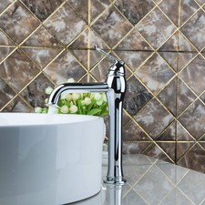 Chrome Bathroom Sink Faucet Tall Single Hole Handle Mixer Brass Deck Mounted Tap