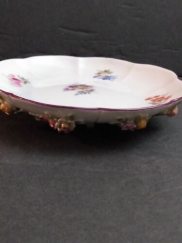 Beautiful Antiq Vtg Meissen Porcelain Floral Footed Dish Trinket - Picture 8 of 11