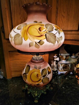 FABULOUS Vintage GWTH Gone w the Wind Lamp HAND PAINTED YELLOW