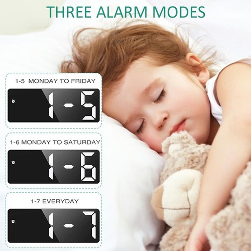 LED Digital Clock Mirror Display Snooze Alarm Temperature Time Table Desk Decor~ - Picture 5 of 23
