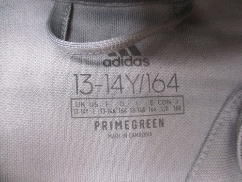 ADIDAS AEROREADY Size 13-14 YRS Boys Gray Full Zip Pocket Track Gym Jacket 931 - Picture 8 of 11