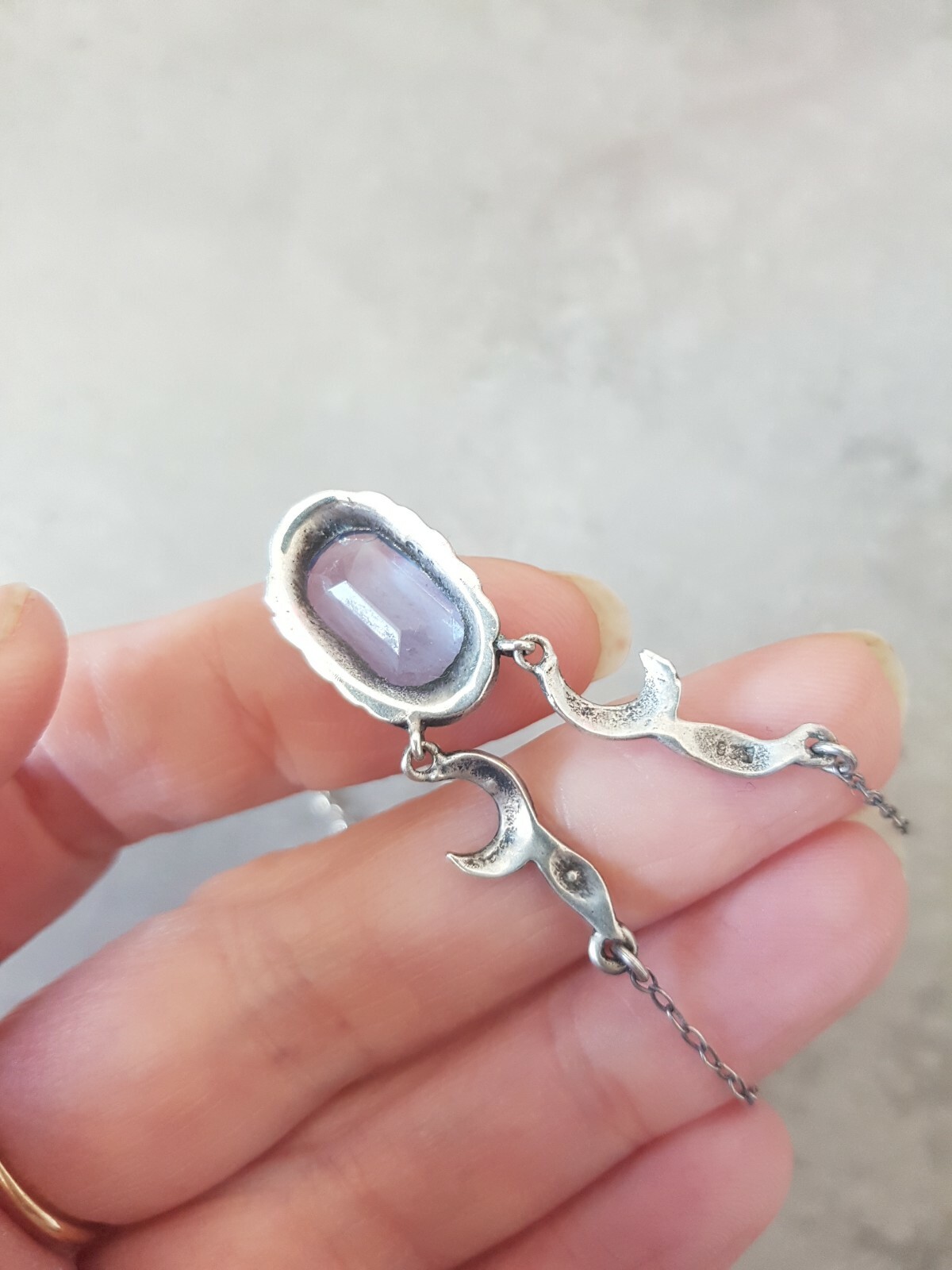 305a Edwardian Blue Topaz PASTE 935 Sterling Silver Necklace 2022, GORĄCE