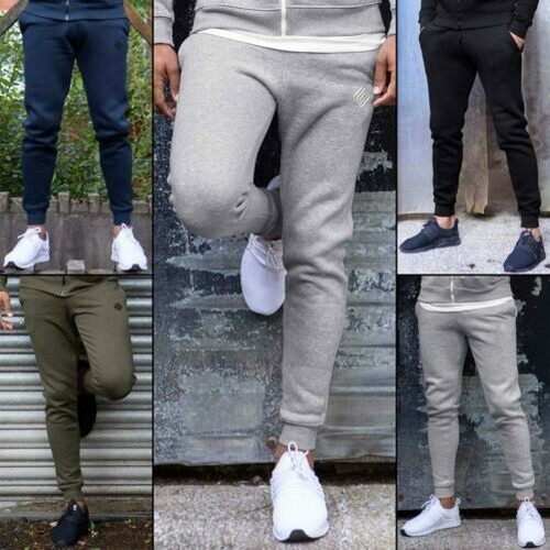 Enzo Uomo Slim da Corsa Pile con Risvolto Jogging Pantaloni Tuta Pantaloni  | eBay