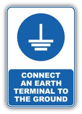 Connect An Earth Terminal To The Ground Mandatory Sign Car Bumper  -  ''SIZES''