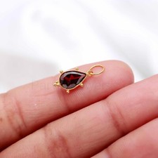 Natural Red Garnet Gemstone Solid 18k Gold Christmas Gift Women Charms Pendant