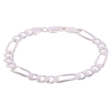 925 Sterling Silver Solid Figaro Link Bracelet 7mm 7" 11.2grams