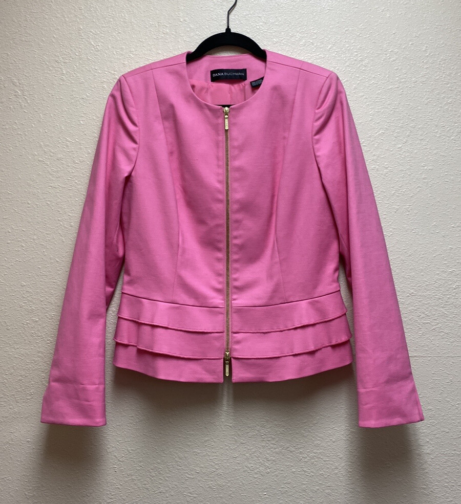 Dana Buchman Woman’s Pink Zip Blazer Jacket Size