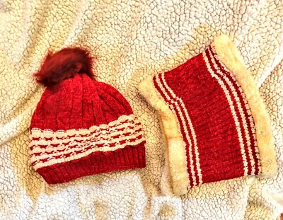 Goegu Deluxe chenille fur lined adult size- winter hat & hand warmer SET(style1)