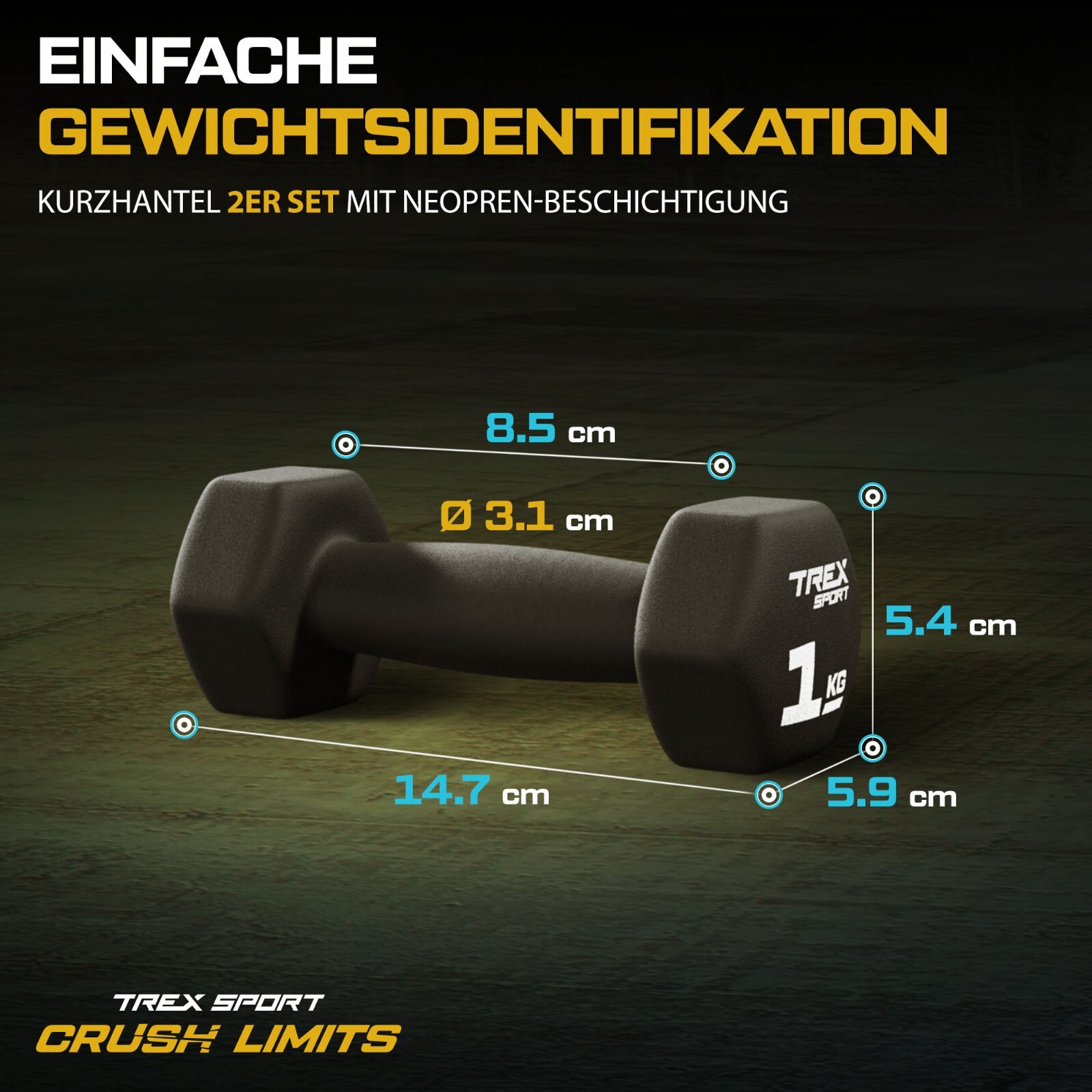 TREX SPORT Neopren Hanteln Set | Kurzhanteln 2er Set 4kg-20kg | Hanteln Set