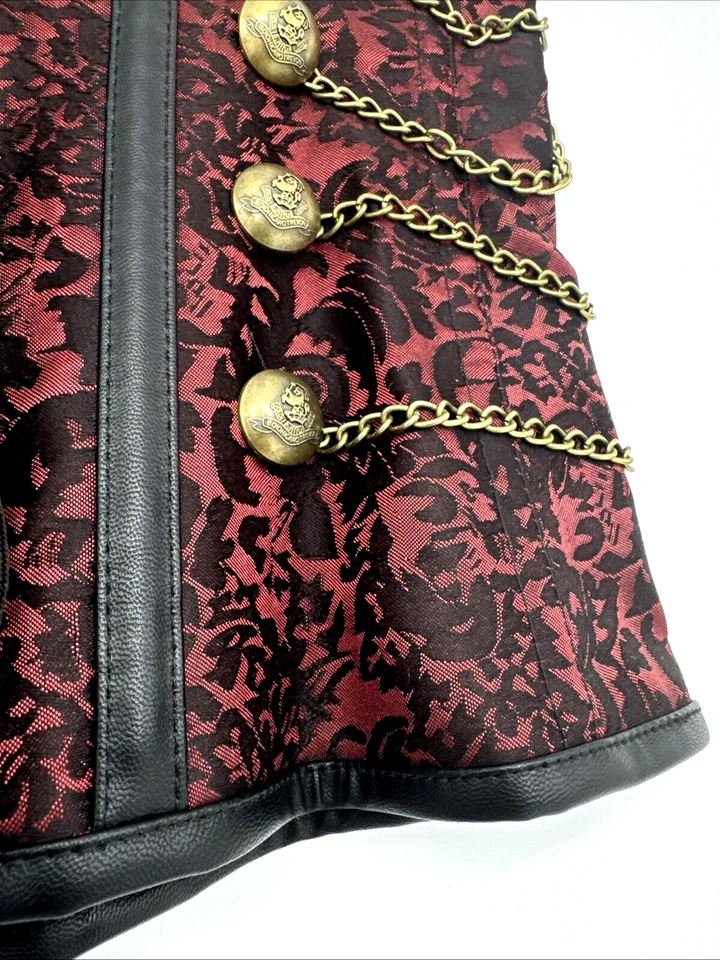 Espartilho da realeza vampiro marrom e preto com zíper e cadarço sexy GG cosplay Halloween - Imagem 4 de 4