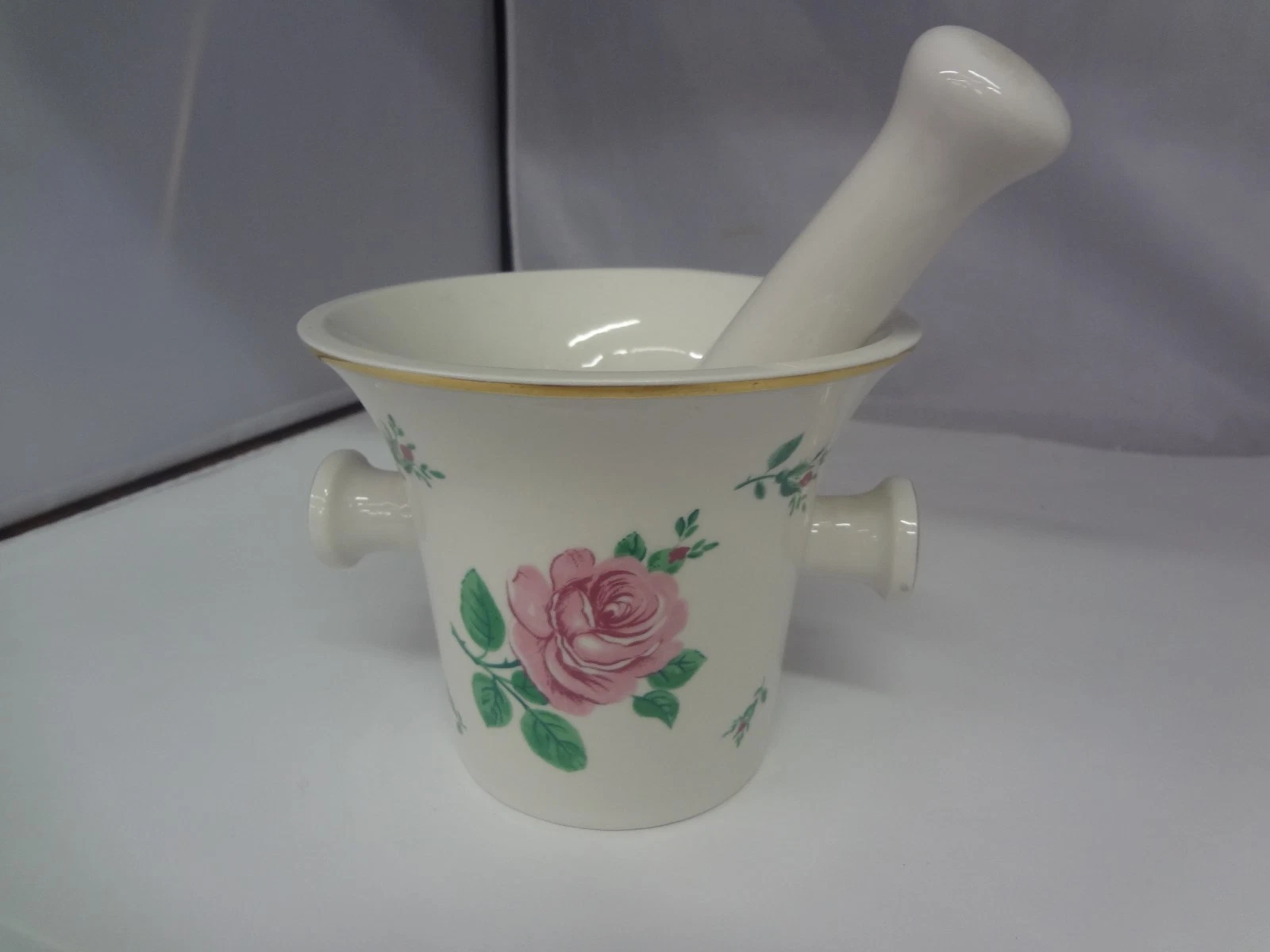 Apothecary Mortar & Pestle Set Porcelain Vintage Germany Collectible G-299