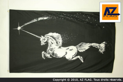BLACK UNICORN FLAG 3' x 5' - UNICORN FLAGS 90 x 150 cm - BANNER 3x5 ft High qual