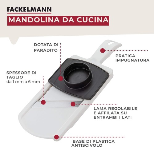 Mandolina Affettaverdure regolabile, Fackelmann, in acciaio inox, con paradito - Foto 2 di 7