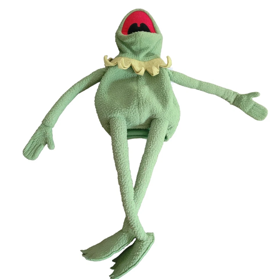 Vintage Muppets Eden Kermit Sapo Pelúcia 13" Marionete Corpo Inteiro Mão Gola Grande - Imagem 3 de 4