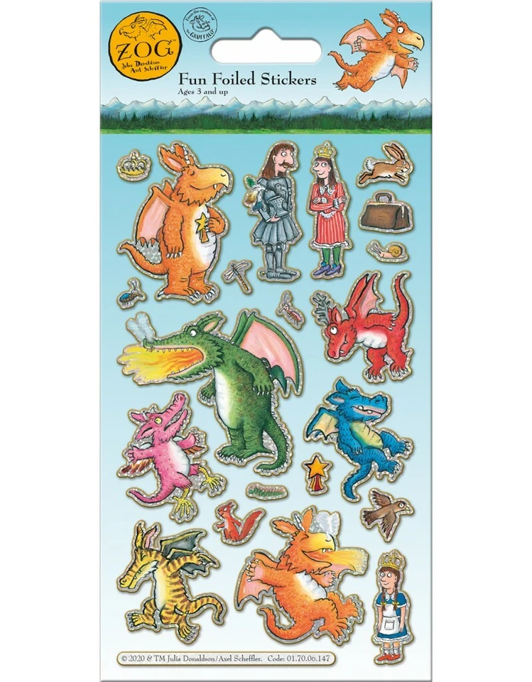 ZOG Fun Foiled Stickers sheet Official Product over 20 Stickers Julia Donaldson