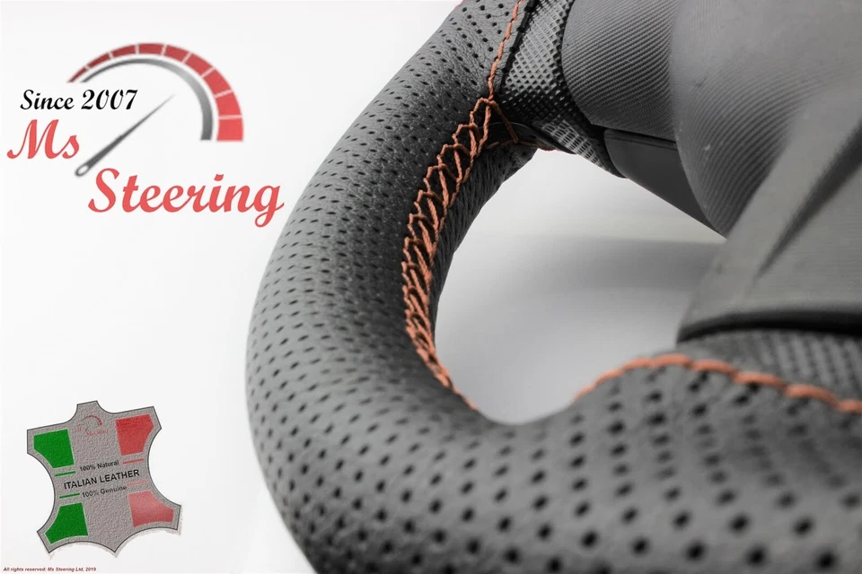 FUR LINCOLN MARK VI 80-83 SCHWARZ PERF LEDER-LENKRAD ABDECKUNG, COOPER 2 STICH Foto 2 de 4