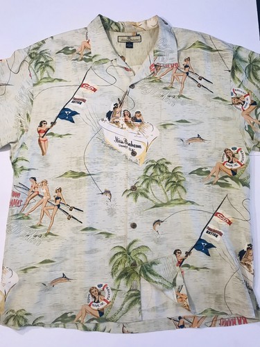 Tommy Bahama Floral Hawaiian Shirt Mens XL 100% Silk (small Hole) Hula Girls - Picture 2 of 18