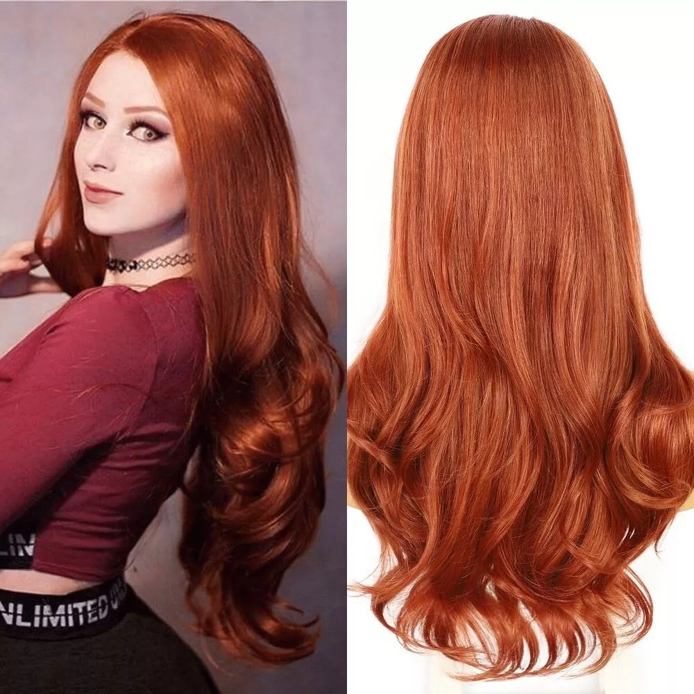 Natural Red Head Ginger Synthetic Wig Preplucked Lace Front Heat