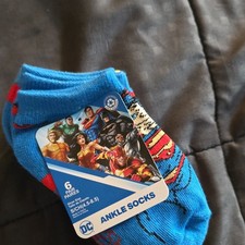DC Justice League Kids Size S 6-Pair Multicolor Ankle Socks Reinforced