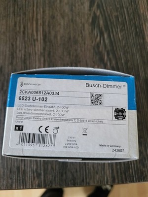 Busch Jaeger 6523 U-102 LED Dimmer Einsatz+Abdeckung 2115-214 , Neu