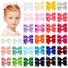 58pcs 3 Inches Grosgrain Ribbon Pinwheel Hair Bows Alligator Clips Hair Style-E