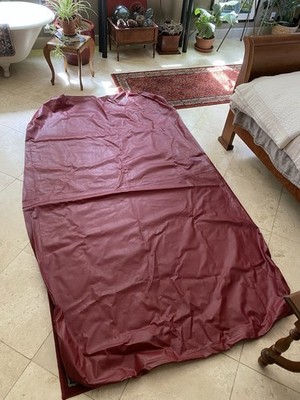 Custom Made Red Leatherette Billiards Pool Table Cover w/ Gathered Edges 8 ft