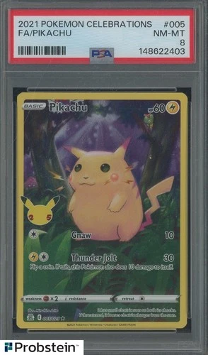 2021 Pokemon Celebrations #005 FA Pikachu PSA 8 NM-MT