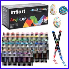 240 Colors Acrylic Paint Markers Brush Tip, Automatic Ink Control Acrylic Pai...