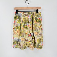 Vintage Dana Buchman Silk Shorts 12 Scenic Print High Rise Travel Artsy Coastal