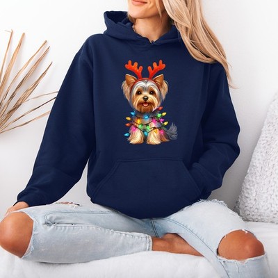 Festlicher Yorkshire Terrier Hund gewickelt Damen Hoodie Yorkie Hundeliebhaber