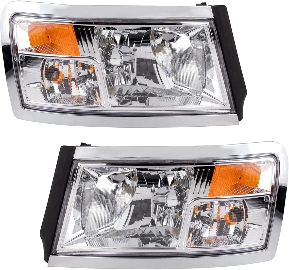 2 Piece Headlight Assembly Set Chrome Bezel for Dodge Ram Dakota 2008-2011 Foto 3 de 4