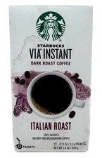 Starbucks Italian Via Instant Coffee - 12 Packets Per Box - Regular Dark Roast