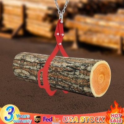 25'' Log Lifting Tong Claw Hook Heavy Duty Timber Grapple Carbon Steel Red
