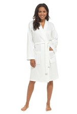 Ladies’ White Waffle Cotton Spa Robe – Luxurious 100% Cotton Comfort